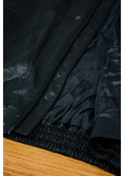 Terapi Men Siyah Oversize Bomber Deri Ceket Koyu Siyah Terapi Men Siyah Oversize Bomber Deri Ceket Koyu Siyah