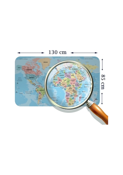 Türkçe Eğitici Ülke Ve Başkent Okyanus Detaylı Atlası Dünya Haritası Duvar Sticker -85x130-3869 Çok Renkli