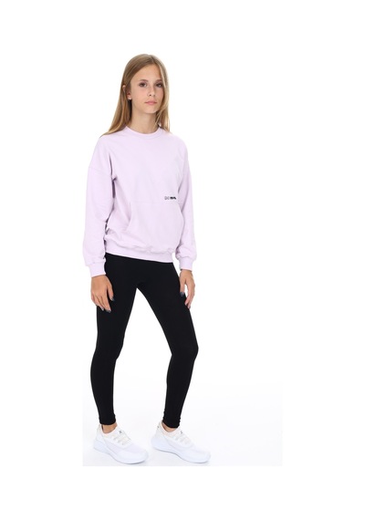 Toontoy Kız Çocuk 2'li Takım Baskılı Bisiklet Yaka Düşük Omuz Cepli Sweatshirt & Basic Düz Tayt Açık Lila Toontoy Kız Çocuk 2'li Takım Baskılı Bisiklet Yaka Düşük Omuz Cepli Sweatshirt & Basic Düz Tayt Açık Lila