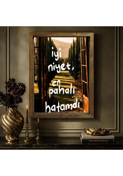 Bk Gift Vintage Klasik Sanat Esprili Sözlü Masif Ahşap Çerçeveli Dekoratif Tablo - 40