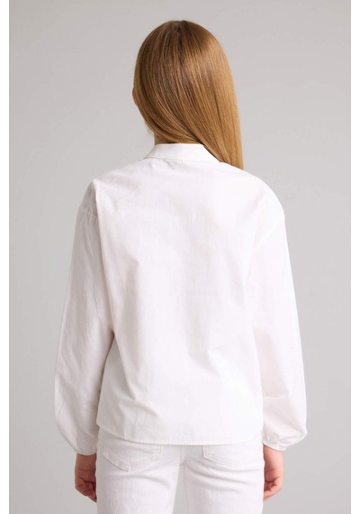 Defacto Regular Fıt Poplin Uzun Kollu Bluz Kız Çocuk G7550a826spwt34 Beyaz-wt34