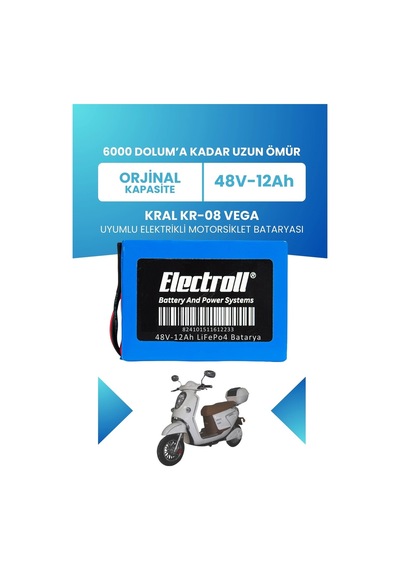 Kral Kr-08 Vega Uyumlu Batarya Standart Kapasite Lifepo4 48v 12ah Elektrikli Motorsiklet Bataryası