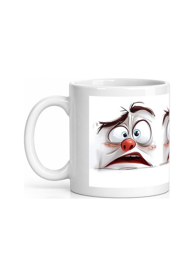 Seramik Kupa Panik Palyaço Baskılı 300 Ml Hediyelik Kahve Çay Kup Beyaz
