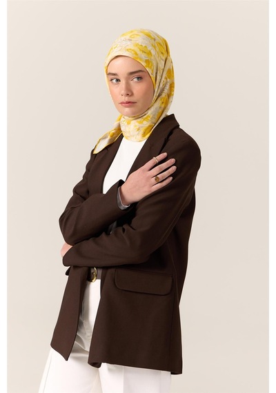 Silk Home Organik Pamuk İpek Eşarp Sarı-beyaz Desenli Tok Duruşlu 90x90 Çok Renkli