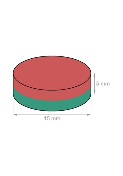 5 Adet Çap 15Mm X Kalınlık 5Mm Yuvarlak Güçlü Neodyum Mıknatıs