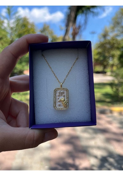 Çelik Koç Burcu Zirkon Taşlı Vintage Kolye Gold