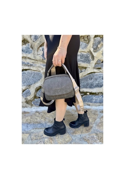 Just Polo Kadın Yeni Sezon Yumuşak Deri Şal Detaylı Ayarlanabilir Askılı Şık El Ve Omuz Çantası Shopper Gri 41037320