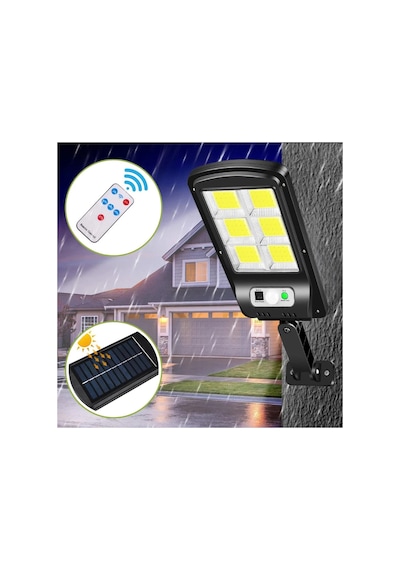 4 Adet Güneş Enerjili 6 Cob Led Solar Hareket Sensörlü Duvar Lambası Su Geçirmez Set