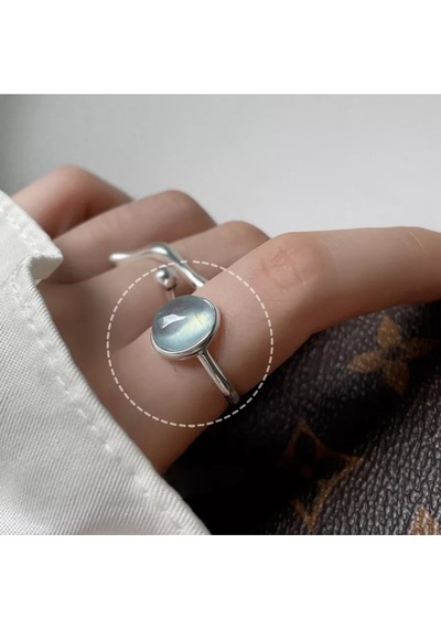 925ayar Gümüş Mavi Kristal Taşlı Minimalist Ayarlanabilir Yüzük