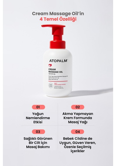 Atopik Ciltler İçin Yoğun Nemlendirici, Krem Formunda Masaj Yağı Atopalm Cream Massage Oil