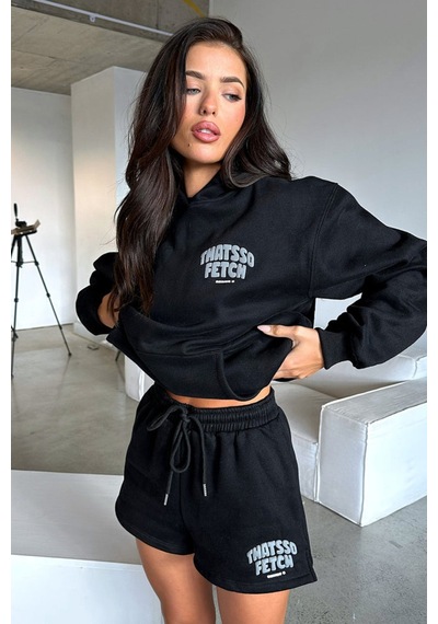 Thatsso Fetch Series 5 Sweatshirt - Siyah Baskılı Oversize Kapüşonlu Siyah
