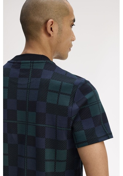 Fred Perry M1757 Black Watch Tartan Erkek Tişört Siyah