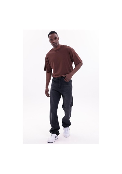 Freemen Erkek Baggy Bol Kesim Kot Pantolon Koyu Siyah