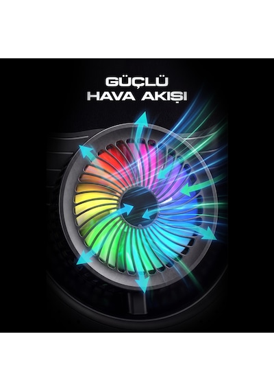 Dossimo Nitrocool Rgb Işıklı Lcd Göstergeli Yükselebilen Notebook Soğutucu S25