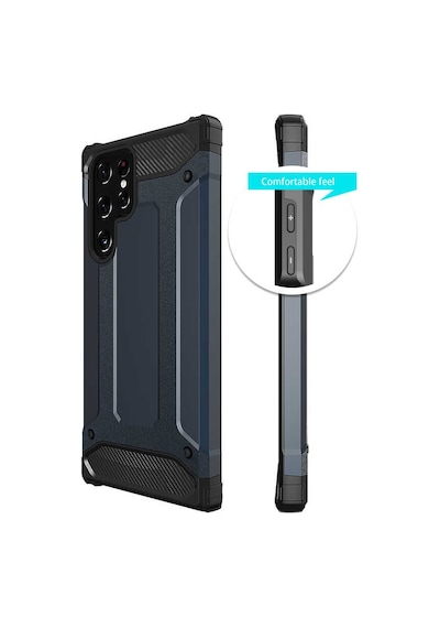 Noktaks Samsung Galaxy Uyumlu S22 Ultra Kılıf Çift Katman Zırh Tank Crash Military Kapak Siyah T20112