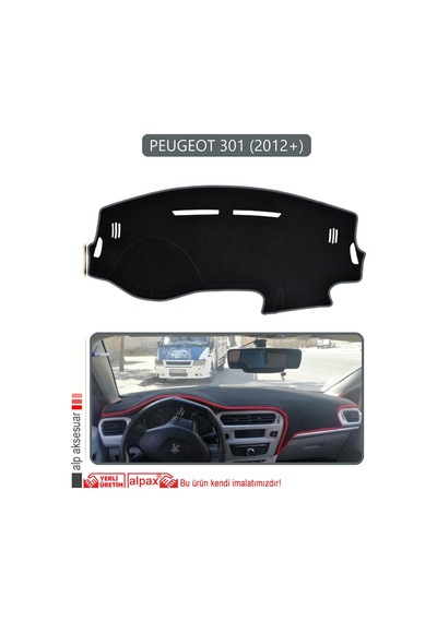 Peugeot 301 2012+ Torpido Koruma Halısı Gri Kenar
