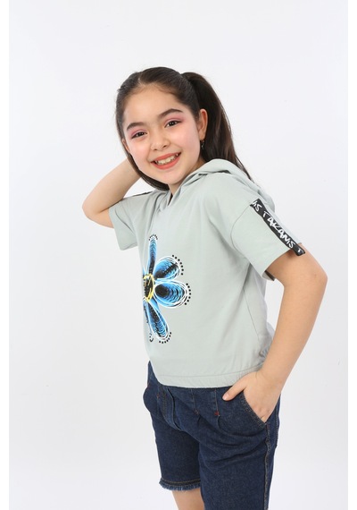 Toontoy Kids Toontoy Kız Çocuk Önü Çiçek Baskılı Tişört Yeşil Toontoy Kids Toontoy Kız Çocuk Önü Çiçek Baskılı Tişört Yeşil