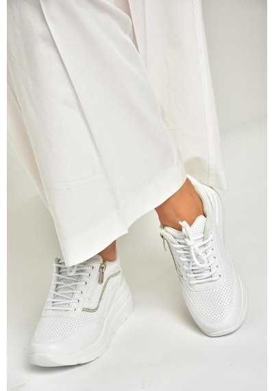Fox Shoes U702020709 Beyaz Kalın Tabanlı Spor Ayakkabı Sneakers Beyaz-suni Deri Beyaz