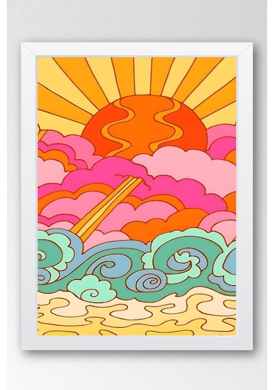 Gün Batımı Renkli Bulutlar Çerçeveli Tablo - Pop Art Poster Tablo