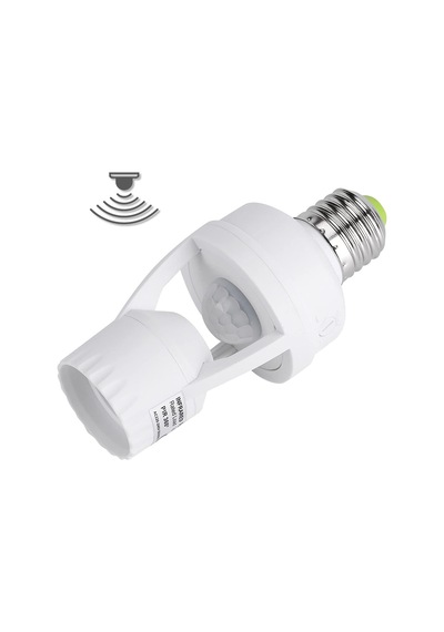 E27 Hareket Sensörlü Lamba Tutucu 110-240volt 60watt, Ampul Soket Adaptörü Pır,