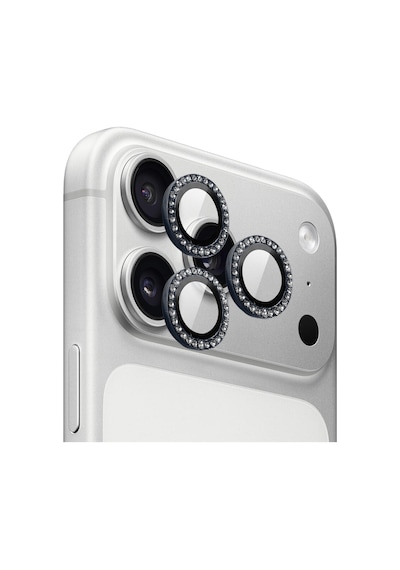 Apple iPhone Uyumlu 17 Pro / Apple iPhone Uyumlu 17 Pro Max İçin Ipg Prolens Kamera Lens Koruyucu Elmas Taş Çerçeveli, Kırılmaz Cam Lacivert