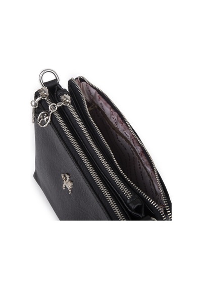 Nas Bag Mini Kadın 3 Gözlü Cüzdanlı Günlük Çapraz Çanta Siyah Victoria