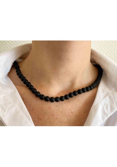 Oniks Taşı Doğaltaş Kolye 8 Mm Çok Renkli