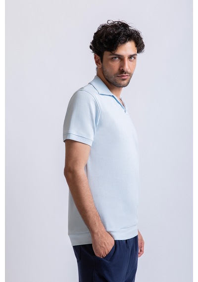 Premium Polo Yaka Erkek Tişört Mavi