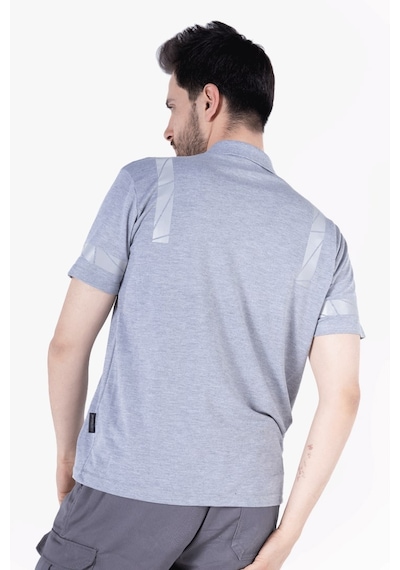 Polo Yaka Reflektörlü T-shirt - Gri Gri