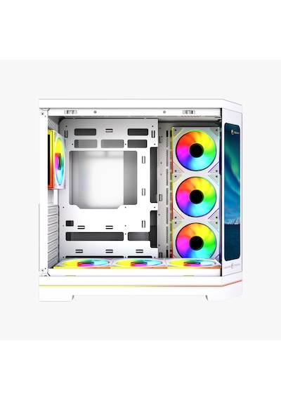 Gametech Vision V2 7x Argb Fanlı Lcd Ekranlı Oyuncu Bilgisayar Kasası Beyaz