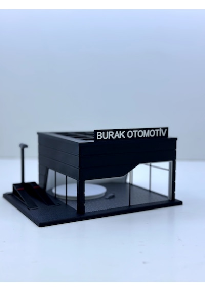1/64 Ölçekli Siyah Renk Showroom Tasarımlı Diorama Araç Sergileme Garajı 3d Baskı