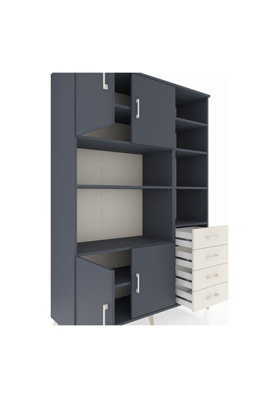 Hyperion Dolap 9 Raflı 4 Çekmeceli 4 Kapaklı 132x44x195 Antrasit-antrasit/aytaşı Antrasıt/aytası Hyperion Dolap 9 Raflı 4 Çekmeceli 4 Kapaklı 132x44x195 Antrasit-antrasit/aytaşı Antrasıt/aytası