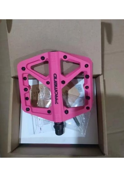 Promend Renkli Platform Pedal Mtb Freeride Kaymaz Rulmanlı Plastik Pedal Ultra Hafif Pembe Renk