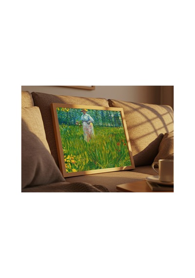 Van Gogh Bahçede Yürüyen Kadın Çerçevesiz Poster 30x42 Cm A3 Tablo Duvar Dekoru Mat Fotoğraf Kağıdı