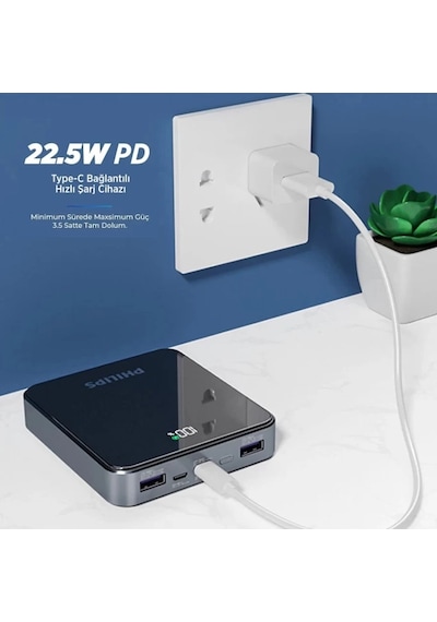 Philips DLP2121B/93 22.5 PD Portlu 10000 mAh LED Göstergeli Powerbank