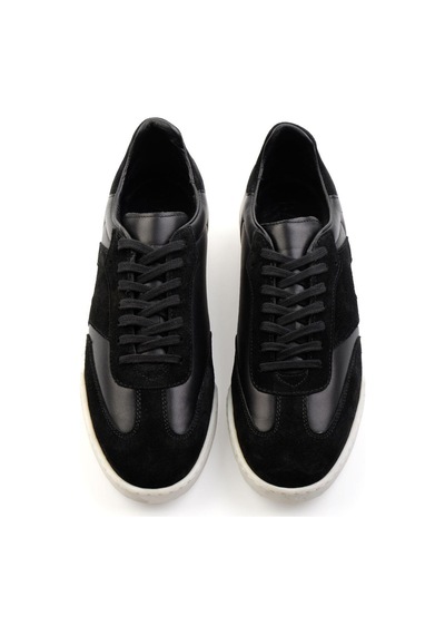 Siyah Hakiki Deri Erkek Sneaker E01442500102 Siyah