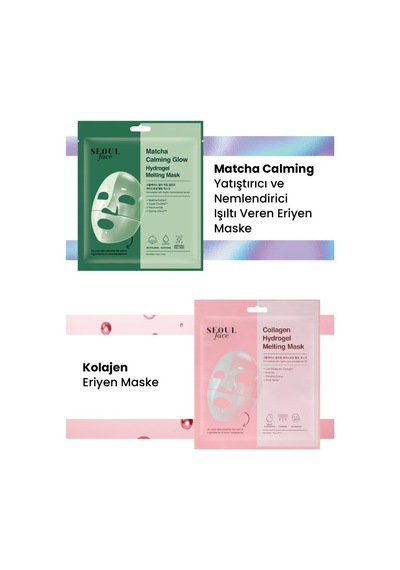Dermal Seoul Face Matcha Yatıştırıcı Işıltı Veren Eriyen Glow Hidrojel Maske Ve Kolajen Eriyen Maske
