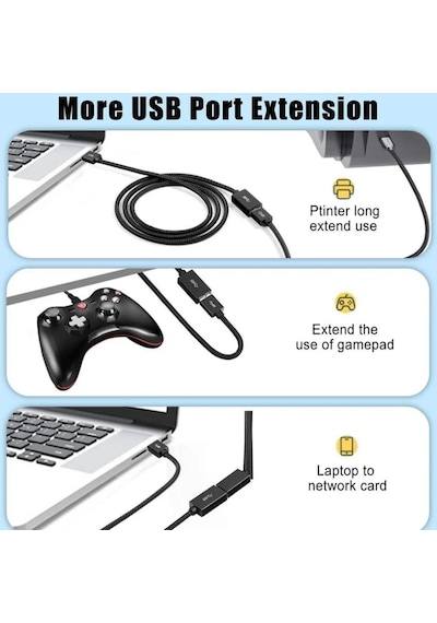 Rope 5gbps Hızlı Veri Aktarımı Usb 3.0 Erkek Dişi Uzatma Kablosu Halat Örgülü 5 Metre Diger
