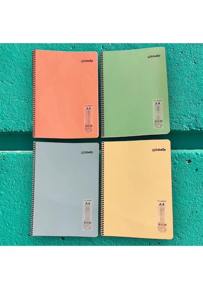 4 Adet A4 40 Yaprak Kareli Telli Pastel Renkler Plastik Kapak Defter 60gr Beyaz Sayfa Karma Renk Çok Renkli