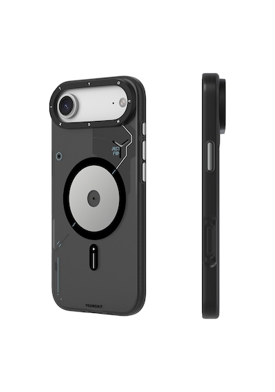 Apple Uyumlu iPhone 17 Air  Kılıf M-safe Şarj Özellikli Disk Desenli Youngkit Disc Battle Kapak Siyah Siyah