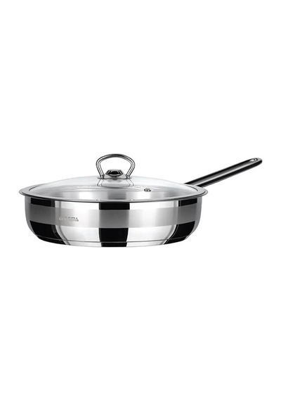 Amboss Saphire 24 CM Çelik Saplı Cam Kapaklı Tava Sap-4783