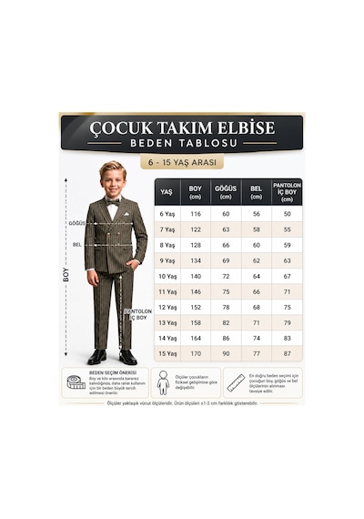 Modmen Erkek Çocuk Çizgili Ceket Gömlek Pantolon Papyonlu Takım Elbise Lacivert