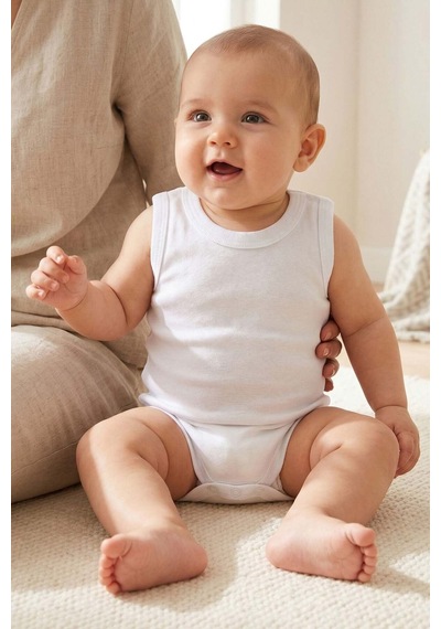 Bebegen Unisex Beyaz %100 Organik Pamuk Düz Askılı Çıtçıtlı Zıbın Body Çok Renkli