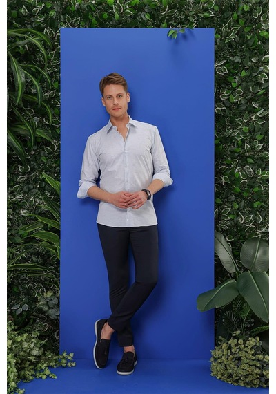 Efor G 1532 Slim Fit Mavi Klasik Gömlek Mavi