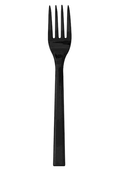 Omeyva 26 Cm. Siyah Sorfa Davet Seti - Sert Mika Plastik - 24 Kişilik Tabak Çatal Kaşık Takımı