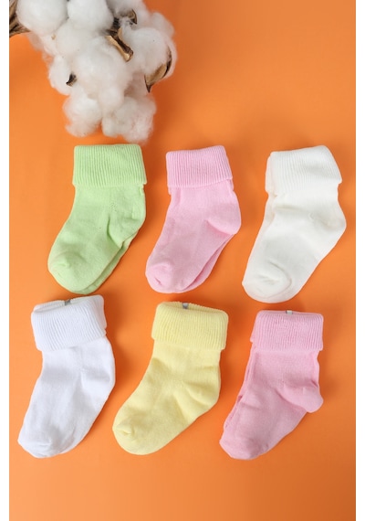 Baby Shez %100 Pamuklu 6'lı Yenidoğan Bebek Çorap Pembe