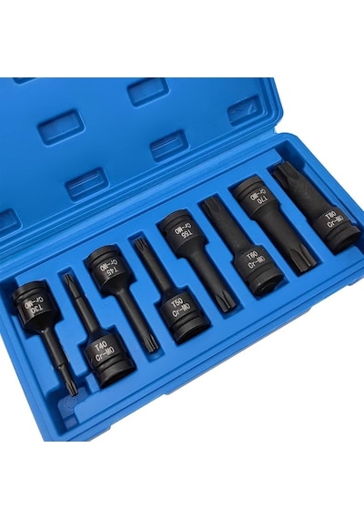 8 Parça 1/2 Havalı Darbeli Torx Lokma Seti T30-t40-t45-t50-t55-t
