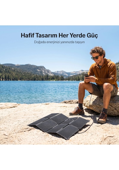 Bix 25w Taşınabilir Solar Şarj Paneli Katlanabilir Ip67 Korumalı Usb-a Ve Type-c Çıkışlı Kamp Karavan Outdoor İçin Güneş Paneli Siyah