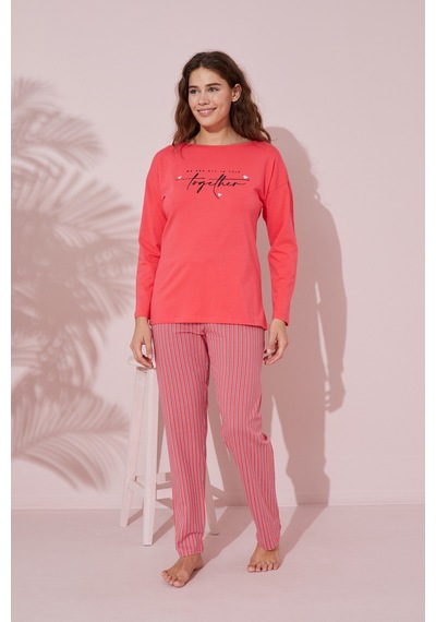 Siyah İnci Pamuklu Örme Pijama Takım 24240151 NAR ÇİÇEĞİ