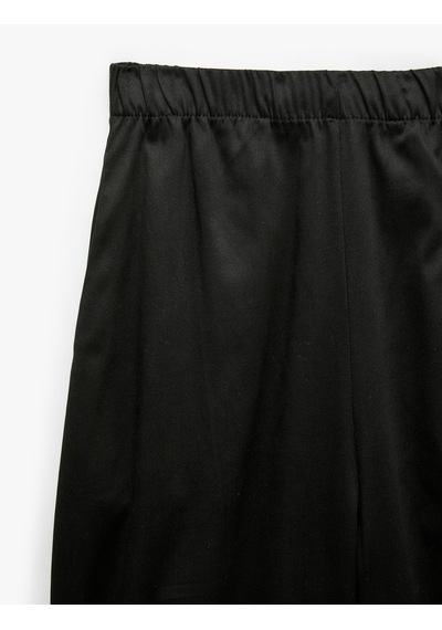 Koton Beli Lastikli Cepli Rahat Kalıp Gabardin Balon Pantolon Siyah 7wal40038ıw